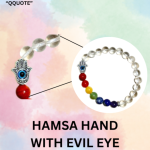 7 Chakra Balance Clear Quartz Bracelet | Hamsa Hand Evil Eye Bracelet | Lapis Lazuli bracelet