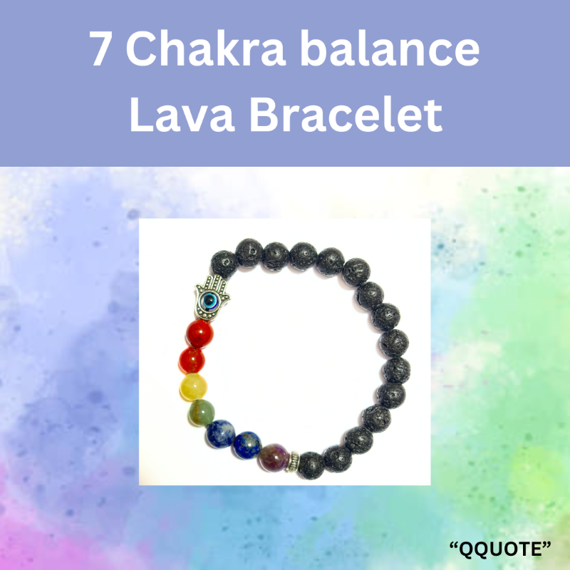 7 Chakra Balance Clear Quartz Bracelet | Hamsa Hand Evil Eye Bracelet | Lapis Lazuli bracelet