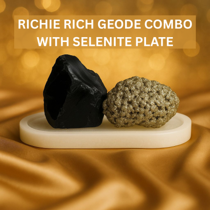 RICHIE RICH GEODE COMBO WITH SELENITE PLATE| Negativity Removal Crystal